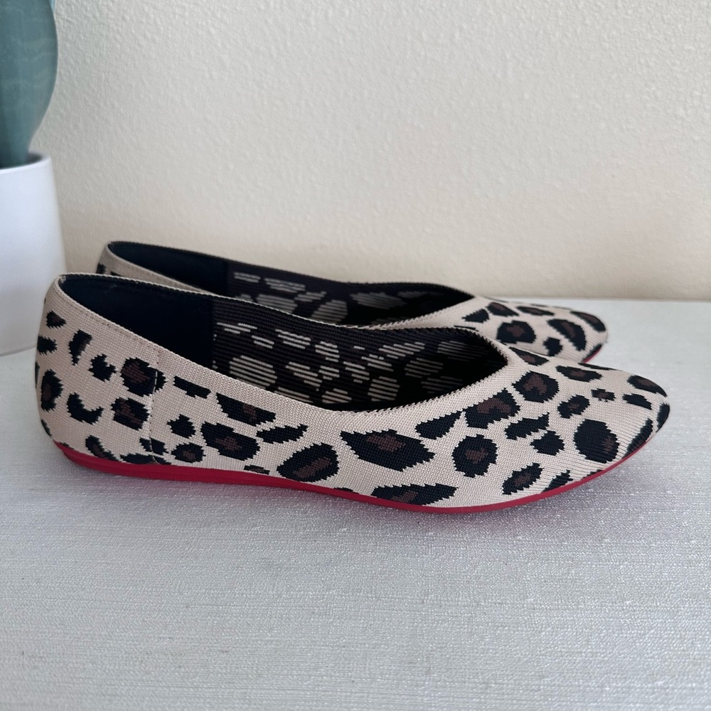 Sole Society Crème/Black Cheetah Print Knit Ballet Flats Women’s 8.5M